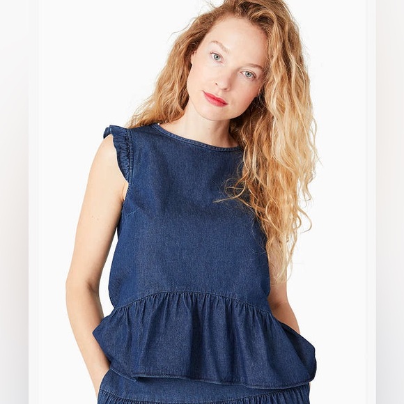 kate spade Tops - SOLD IN STORE Kate Spade Chambray Flounce Top Size 8